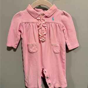 Ralph Lauren Pink Baby Outfit with Blue Logo